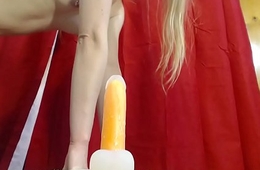 Erotic blonde teen ride sex-toy on cam
