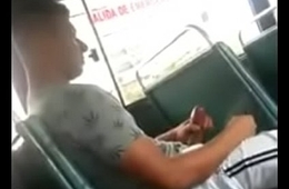 Guy Masturbating on Motor coach