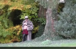 Vanessa in Furs - Outdoor Flashing her pussy in a park - Milf Mature Cougar