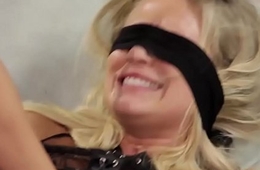 Blindfolded Lesbian Strapon Drilled