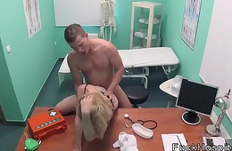 Blonde patient wanks and fucks doctors cock