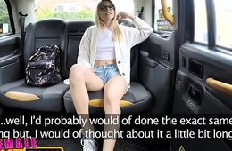 Cissified Fake Taxi Petite blonde student with hairy pussy cums hard